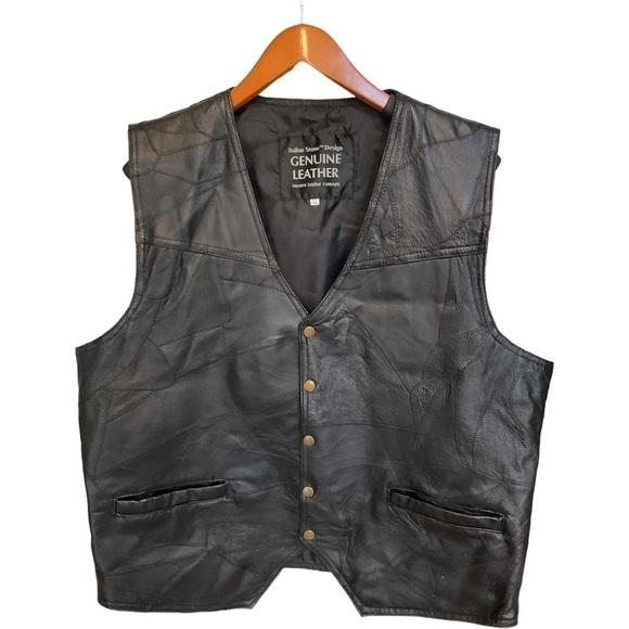 ITALIAN STONE GENUINE LEATHER VEST SIZE XXXL - Picture 1 of 4